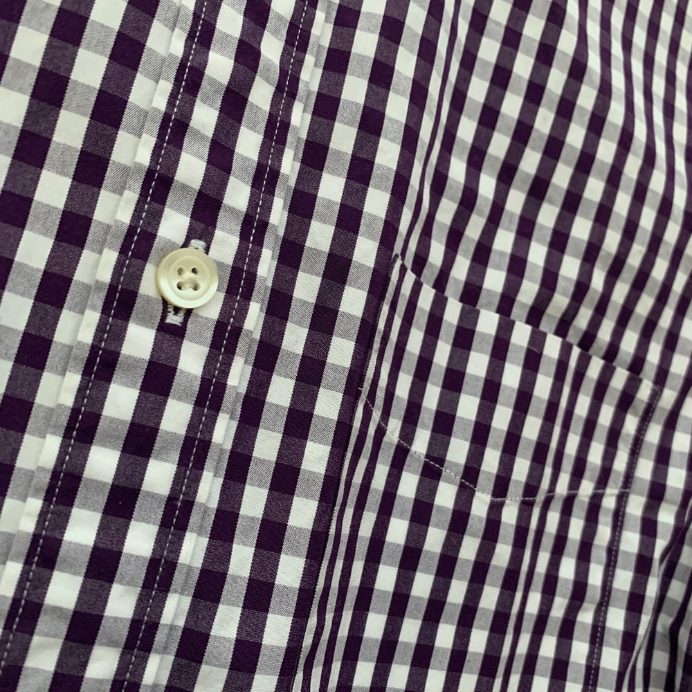 Men's J. Crew Check Gingham Purple White Shirt, S - Picture 4 of 5
